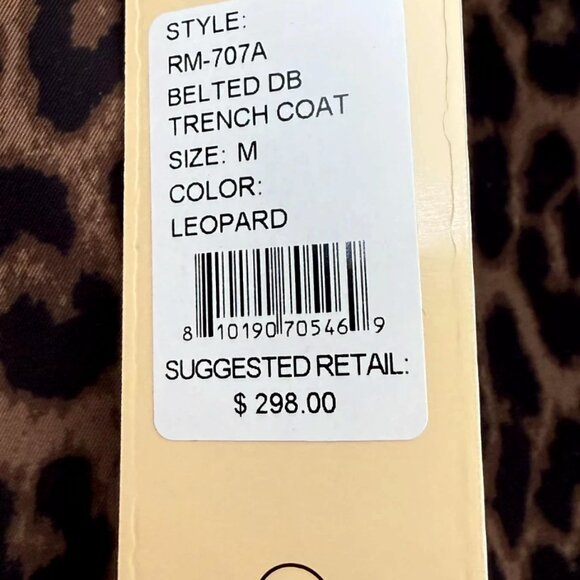 Rebecca Minkoff Women’s Leopard Print Trench Coat Belted Long Size Medium - Picture 14 of 16